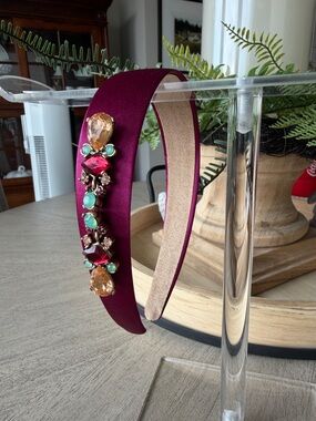 Satin Headband with Gem Accents